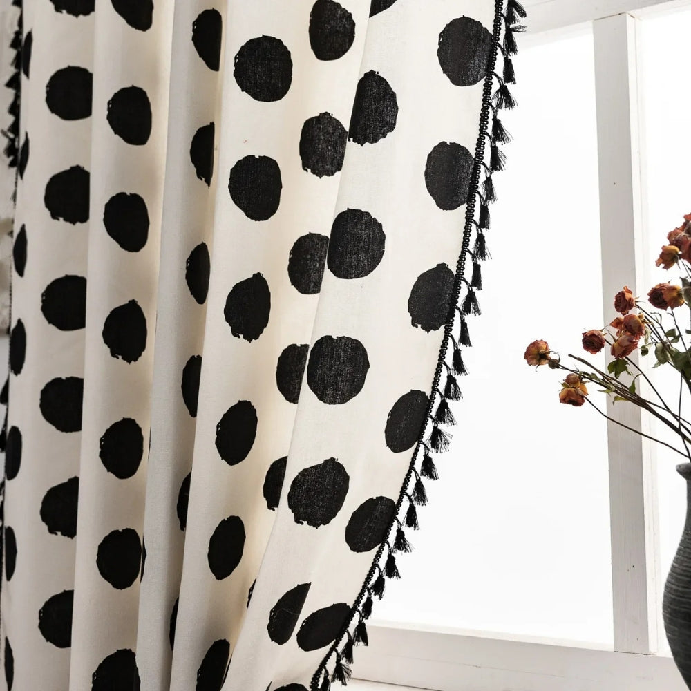 Chic Polka Dot Tassel Window Curtain