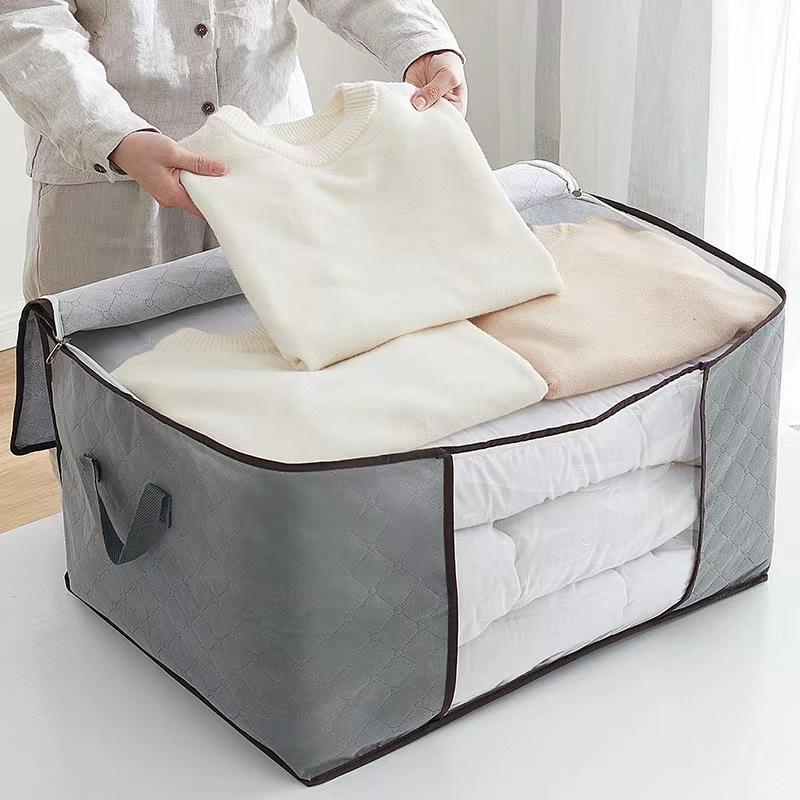 Clothes storage bag – Durable fabric – Foldable design – Space-saving organization solution – Neutral tones