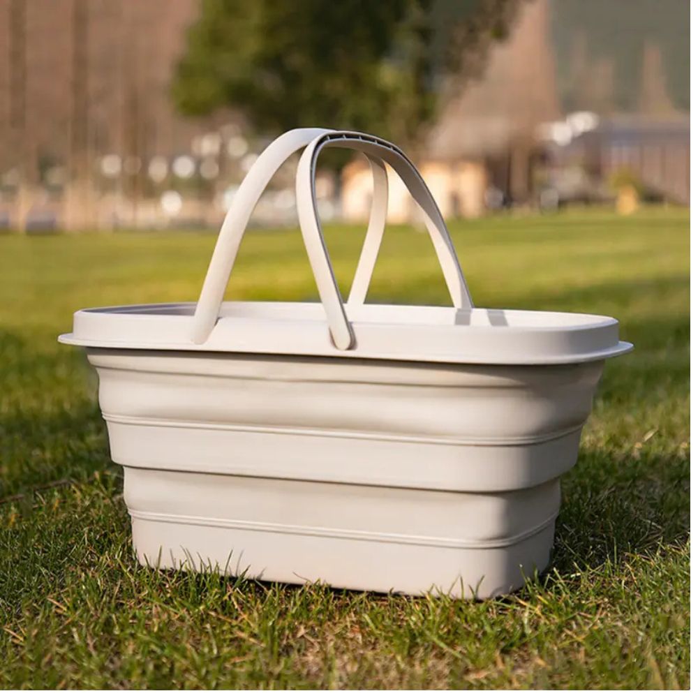 Collapsible Laundry Basket - Durable Plastic, Multi-Use for Washing, Organizing, Camping, and Storage