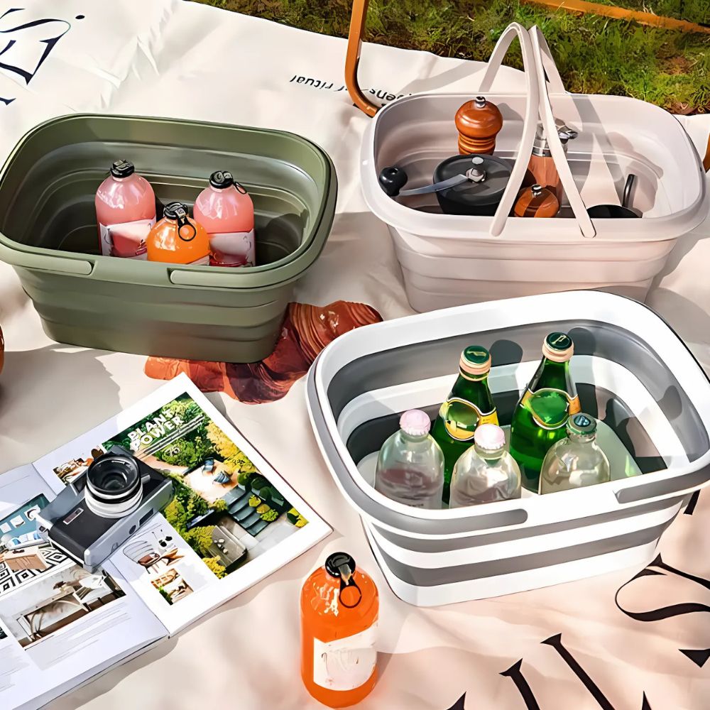 Collapsible Laundry Basket - Durable Plastic, Multi-Use for Washing, Organizing, Camping, and Storage