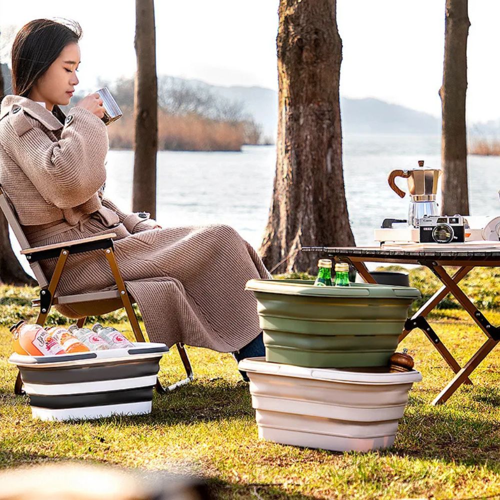Collapsible Laundry Basket - Durable Plastic, Multi-Use for Washing, Organizing, Camping, and Storage