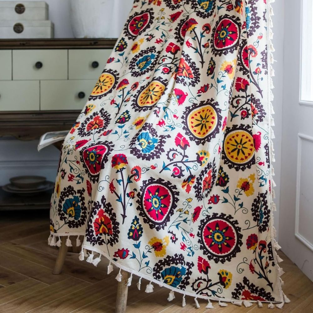 Boho Colour Wheel Bloom Tassel Curtain