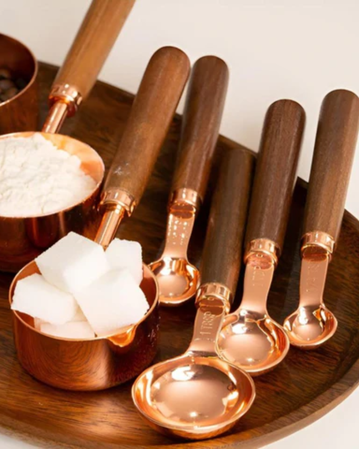 Copper Measuring Cups and Spoons – Polished Finish – Durable Kitchen Essential – Stylish Cooking Tool