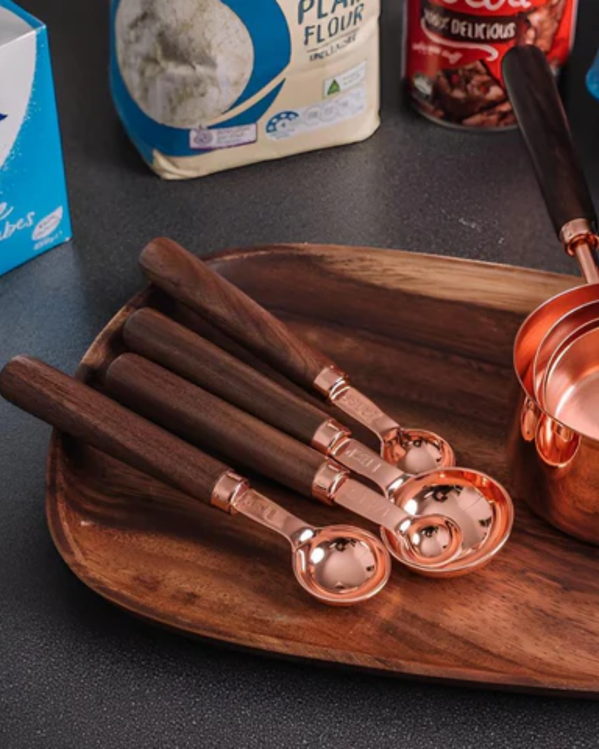 Copper Measuring Cups and Spoons – Polished Finish – Durable Kitchen Essential – Stylish Cooking Tool
