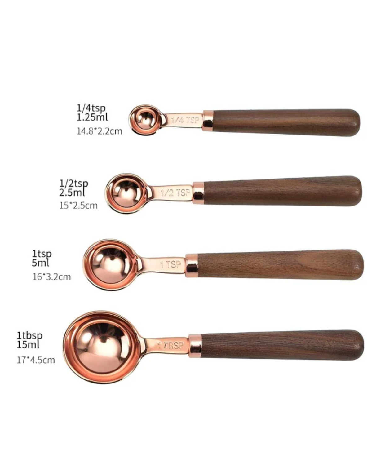 Copper Measuring Cups and Spoons – Polished Finish – Durable Kitchen Essential – Stylish Cooking Tool