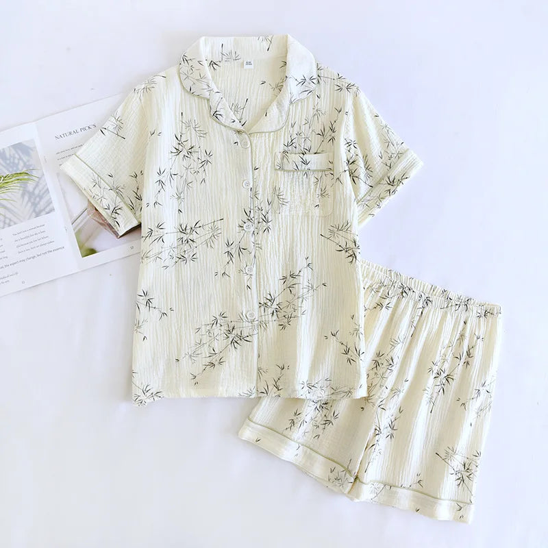 Cotton Couples Pajamas Set - Matching PJs for Couples, Breathable Short Sleeve and Shorts for Home Comfort