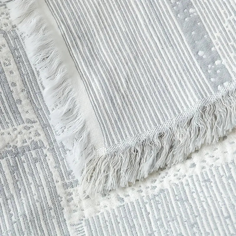 Cotton blanket – Soft and breathable – Mixed tone geometric design – Cozy home accessory – 50 x 60 in