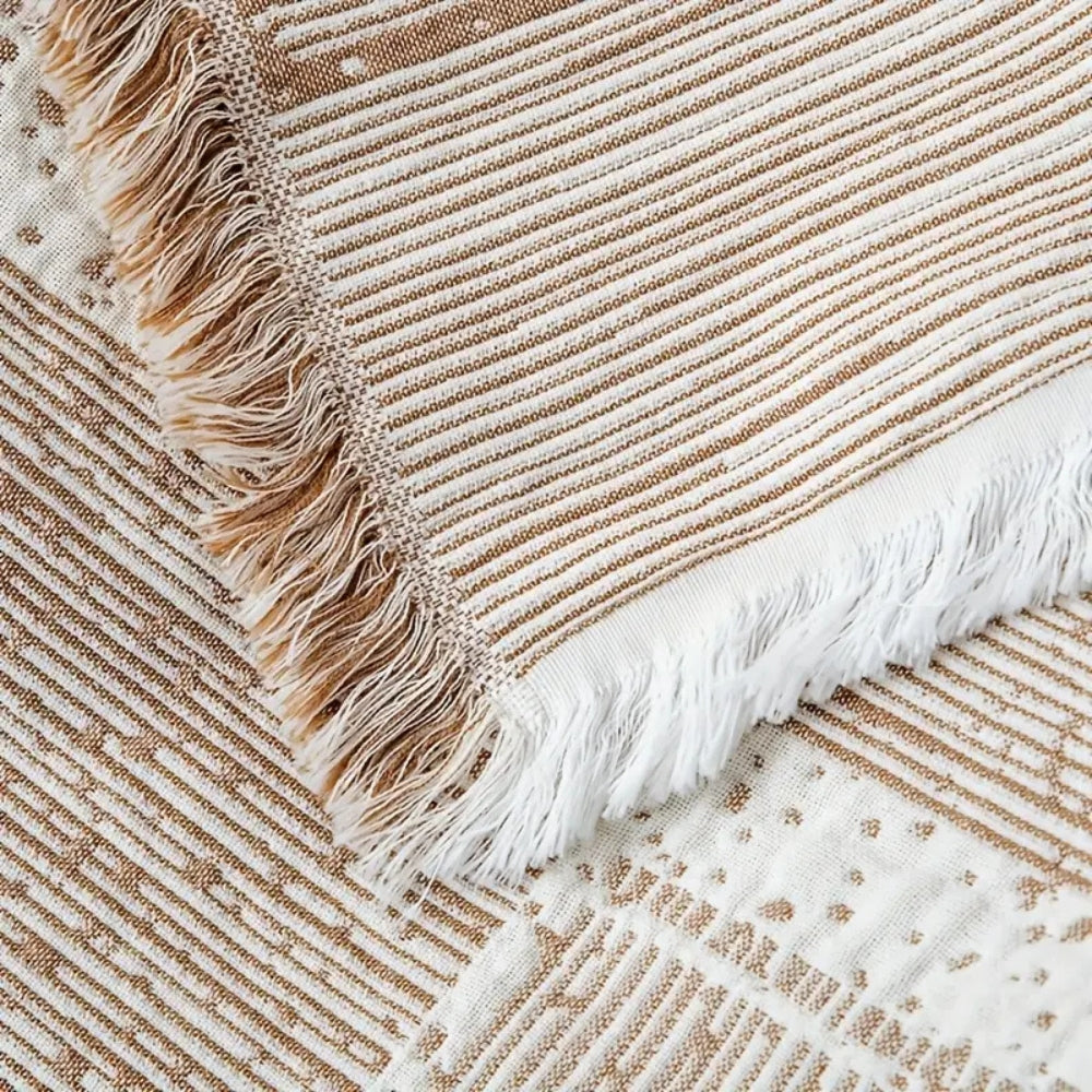 Cotton blanket – Soft and breathable – Mixed tone geometric design – Cozy home accessory – 50 x 60 in