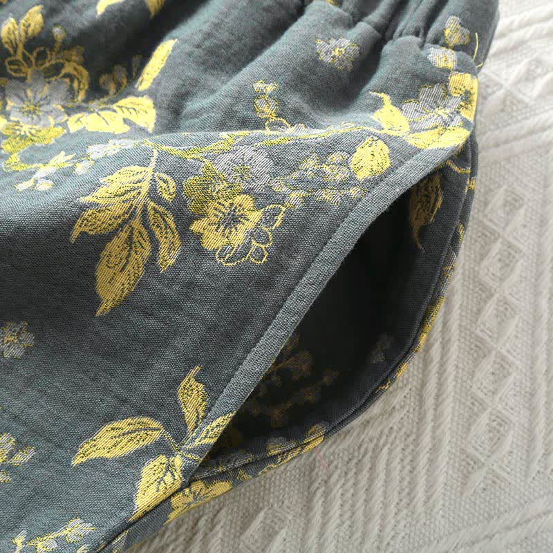 Cotton loungewear set – Jacquard floral print – Soft and breathable – Womens lounge sets for indoor and outdoor relaxation