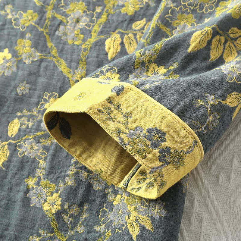 Cotton loungewear set – Jacquard floral print – Soft and breathable – Womens lounge sets for indoor and outdoor relaxation