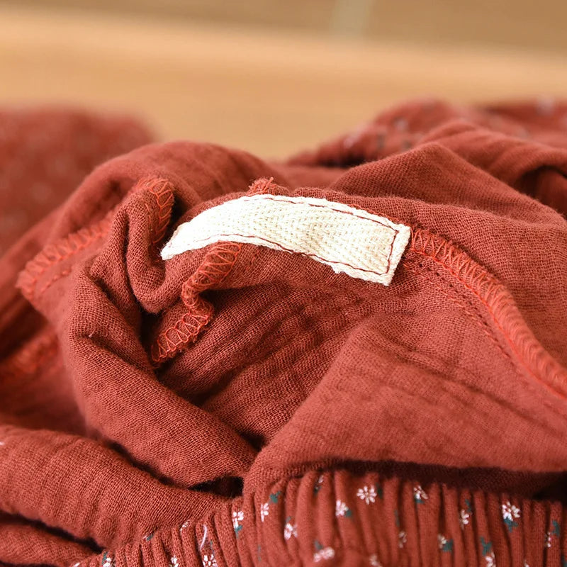 Cotton pajama set – Autumn colors – Two-piece women's sleepwear – Comfortable loungewear