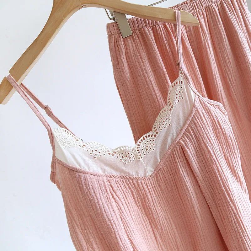 Cotton pajamas set – Soft gauze – Long sleeve – Comfortable sleepwear for women