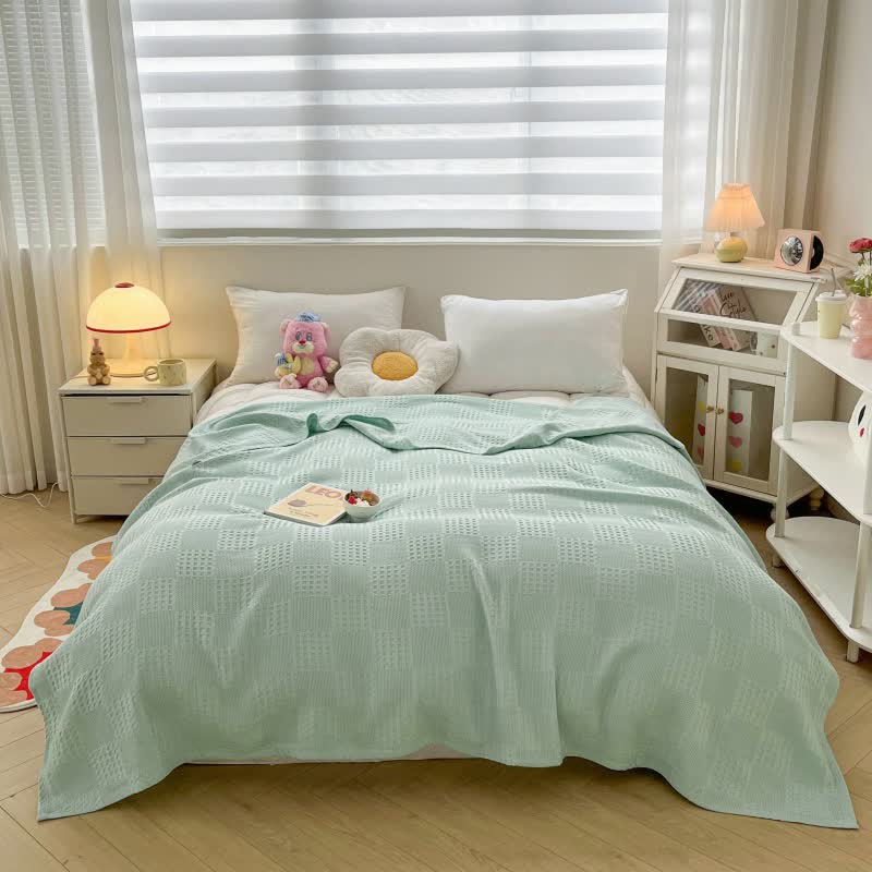 Cotton quilt – Waffle texture – Lightweight summer blanket – Soft and breathable