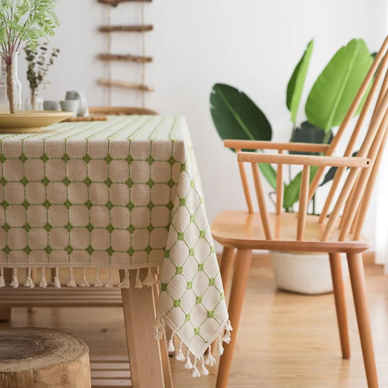 Custom Linen Tablecloth with Blue Stripes - Elegant Christmas Table Cover, Multiple Sizes for Banquet Dining