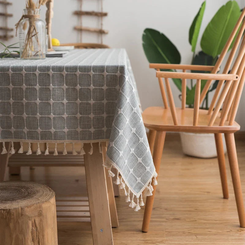 Custom Linen Tablecloth with Blue Stripes - Elegant Christmas Table Cover, Multiple Sizes for Banquet Dining