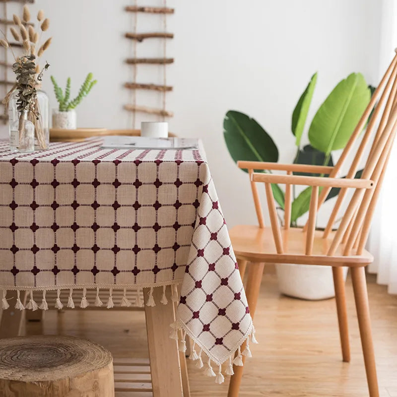 Custom Linen Tablecloth with Blue Stripes - Elegant Christmas Table Cover, Multiple Sizes for Banquet Dining