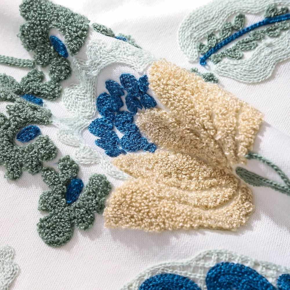 Denza Farmhouse Floral Tufted Cushion Cover