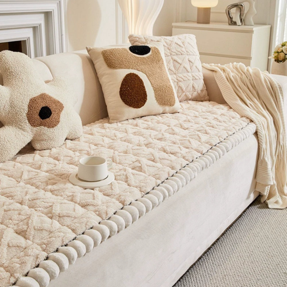 Snuggle Sherpa Plush Sofa Protector Cover