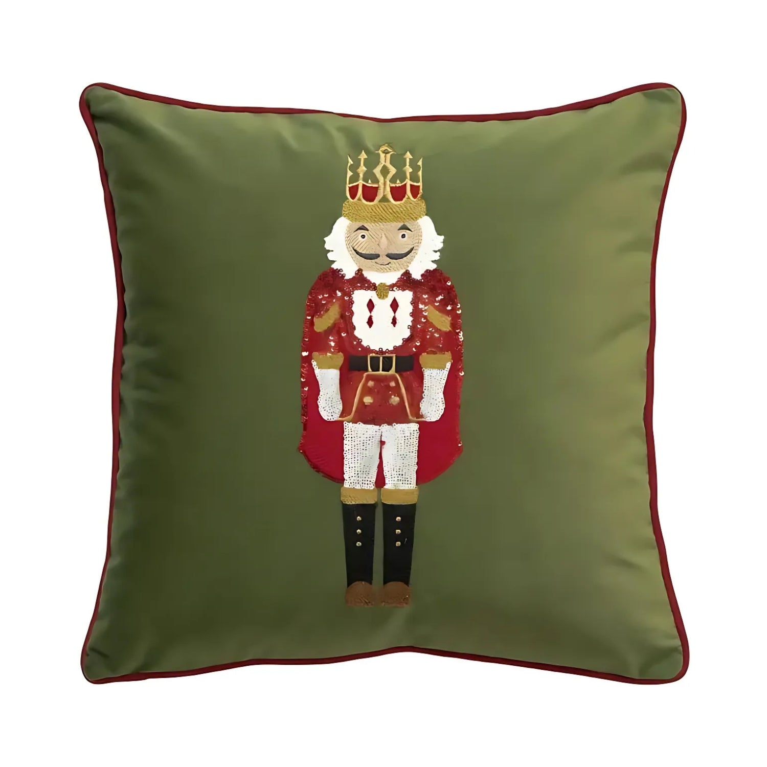 Festive Nutcracker Embroidered Christmas Cushion Cover