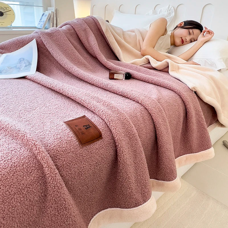 Fleece blanket – Thick teddy fleece – Cozy multi-functional design – Warm for autumn and winter – 60 x 80 in