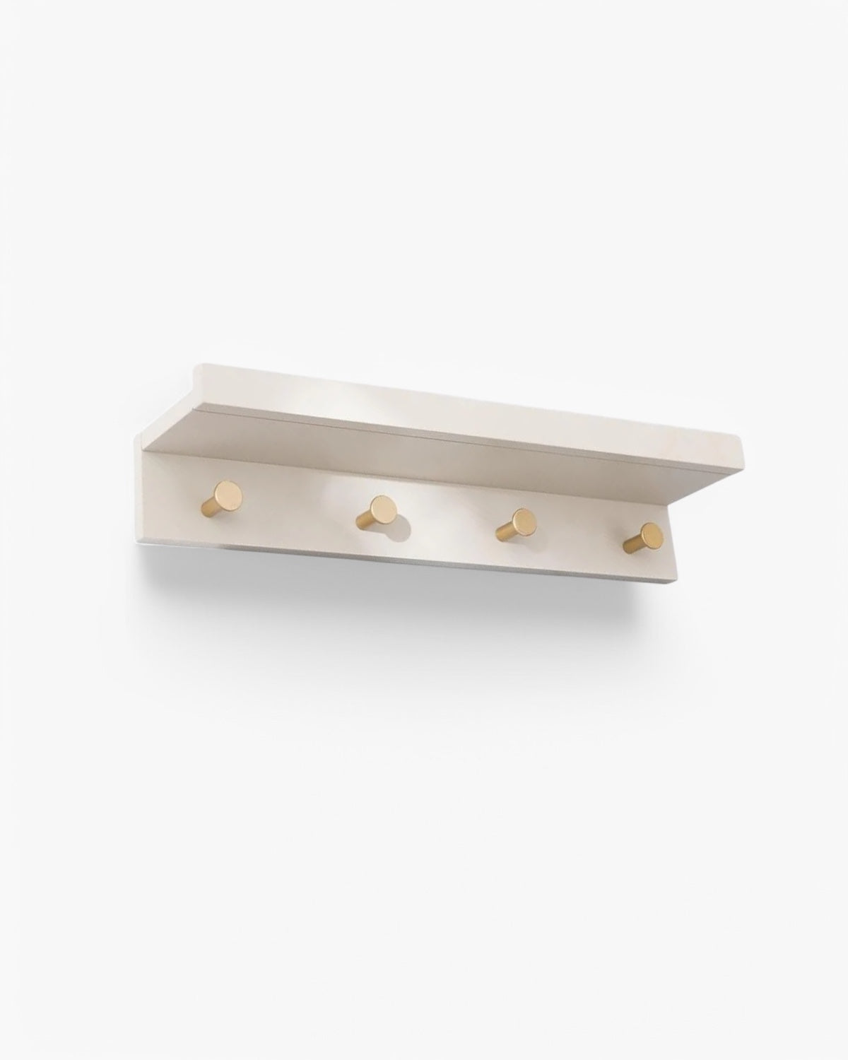 Floating shelf – Wood with brass accents – Natural finish – Modern wall decor solution
