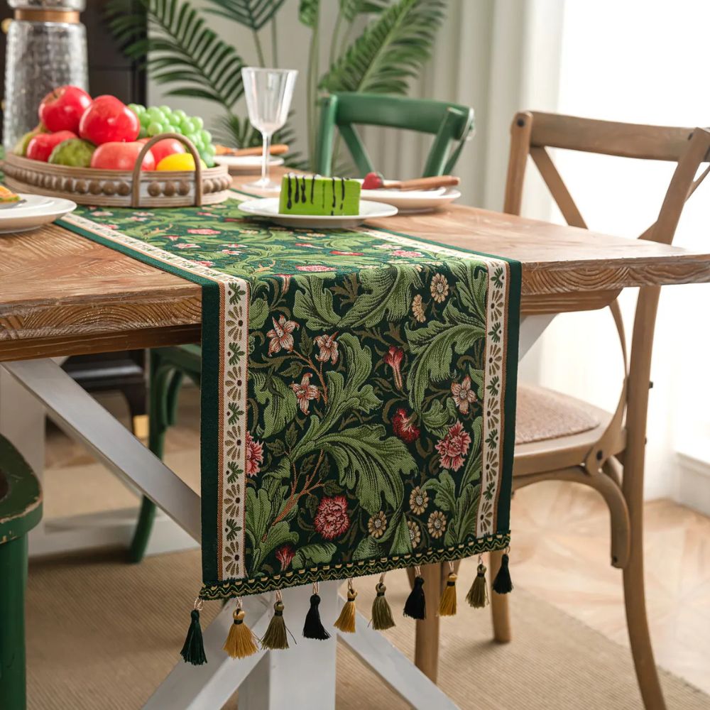 Flora Vine Embroidered Table Runner