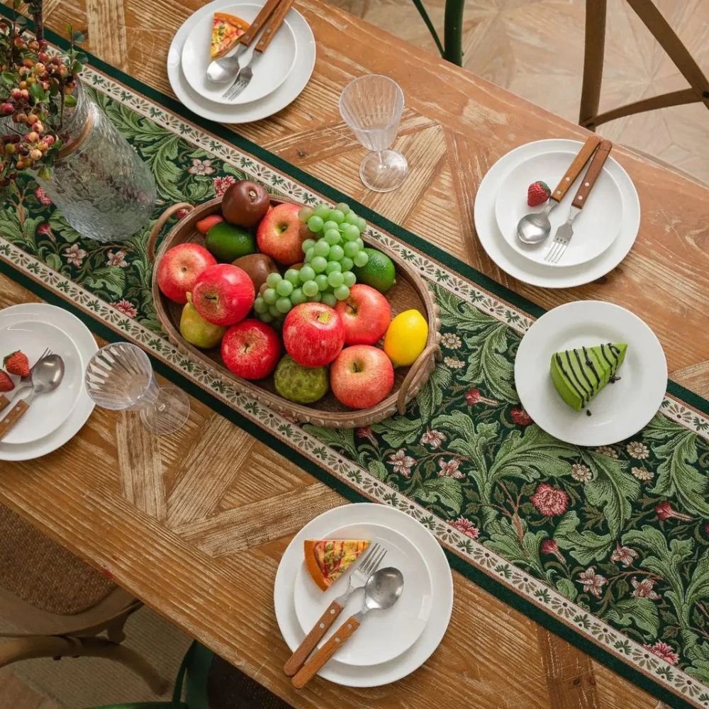 Flora Vine Embroidered Table Runner