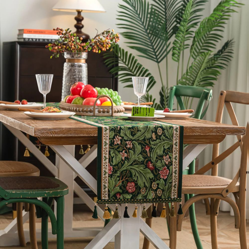 Flora Vine Embroidered Table Runner