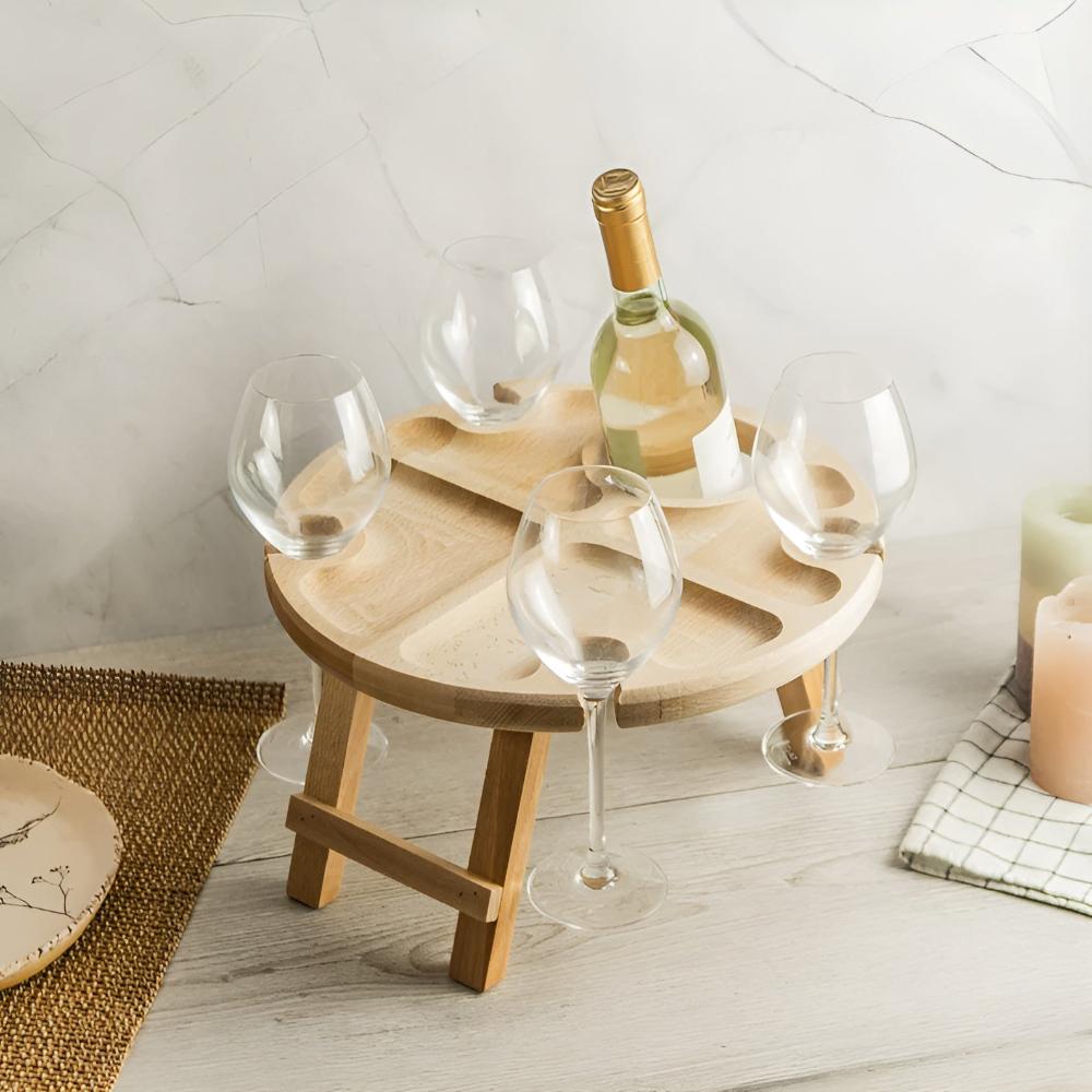 Folding Picnic Table with Wine Glass Notches - Compact Outdoor Dining Table for Picnics and Camping