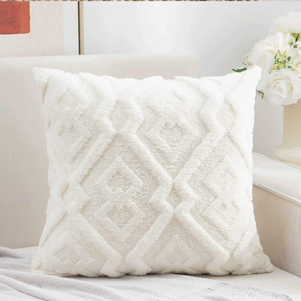 Fuzzy Diamond Pattern Cushion Cover