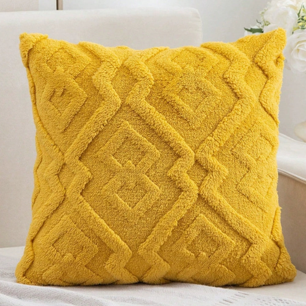 Fuzzy Diamond Pattern Cushion Cover