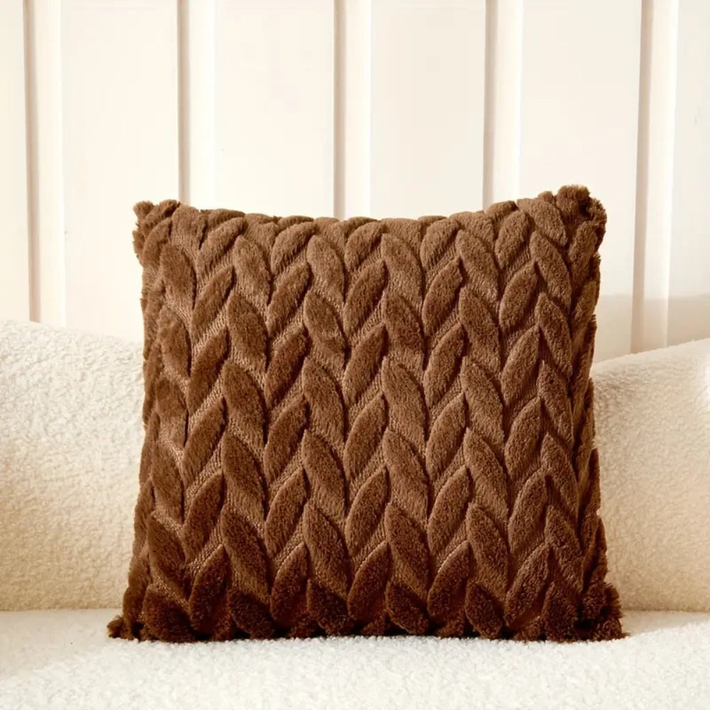 Geo Leaves Embroidered Cushion Cover