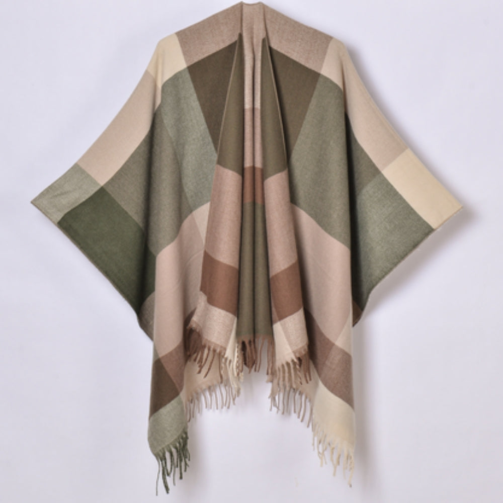 Geometric Fringe Windproof Cardigan Poncho