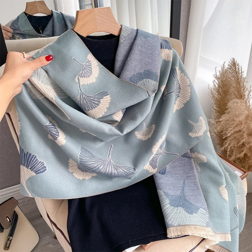 Ginkgo Charm Reversible Blanket Scarf Wrap