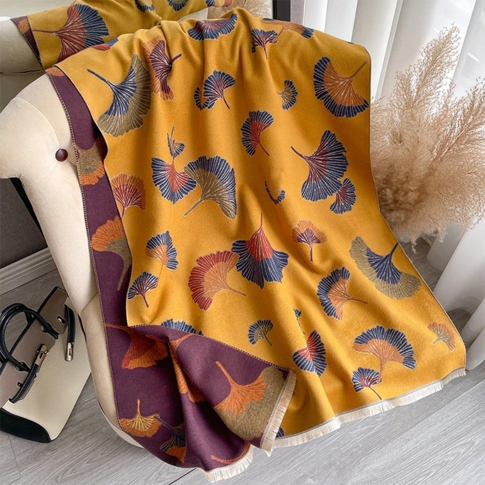 Ginkgo Charm Reversible Blanket Scarf Wrap