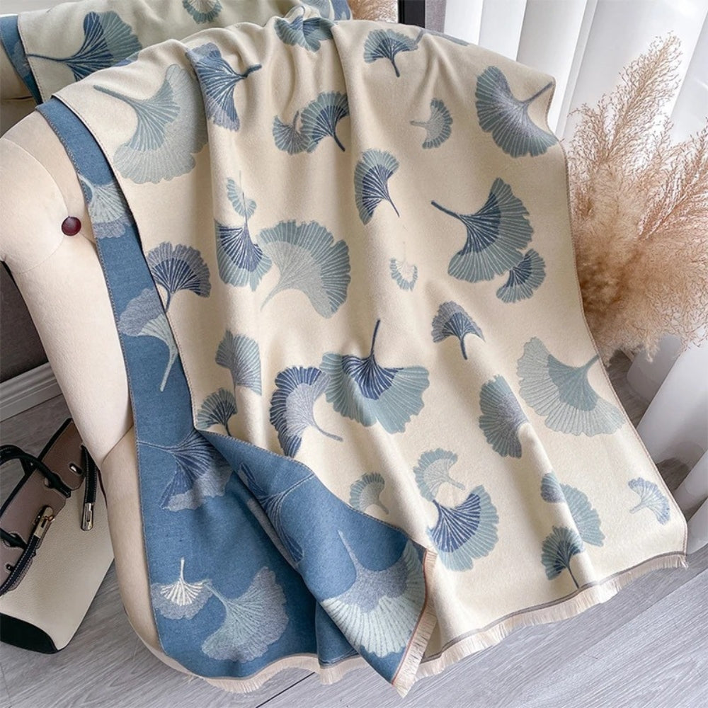 Ginkgo Charm Reversible Blanket Scarf Wrap