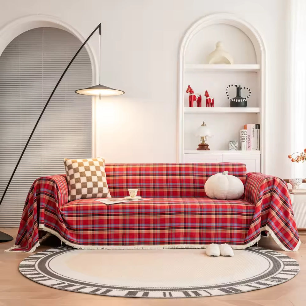 Hearthline Cottage Plaid Sofa Cover