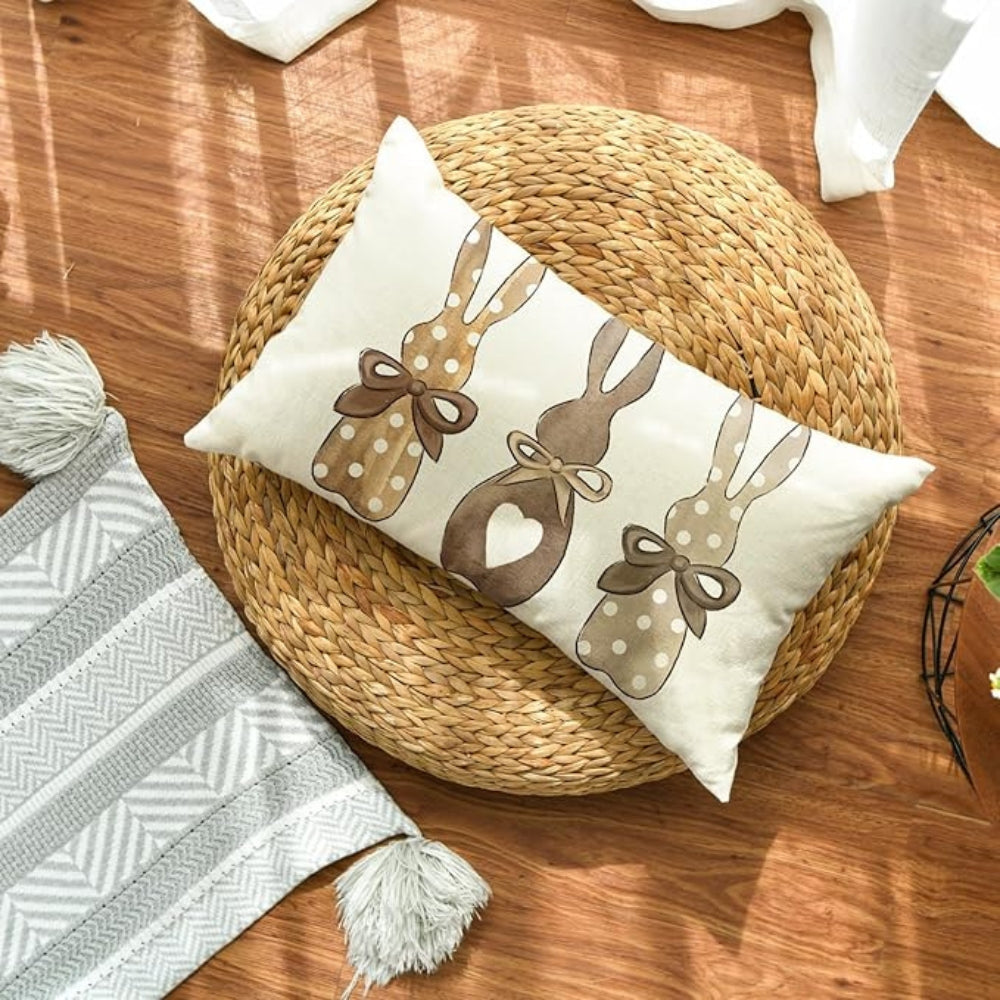 Hemp Three Bunny Cushion Cover