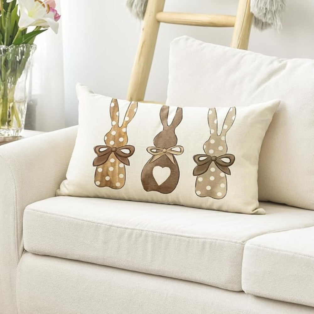Hemp Three Bunny Cushion Cover