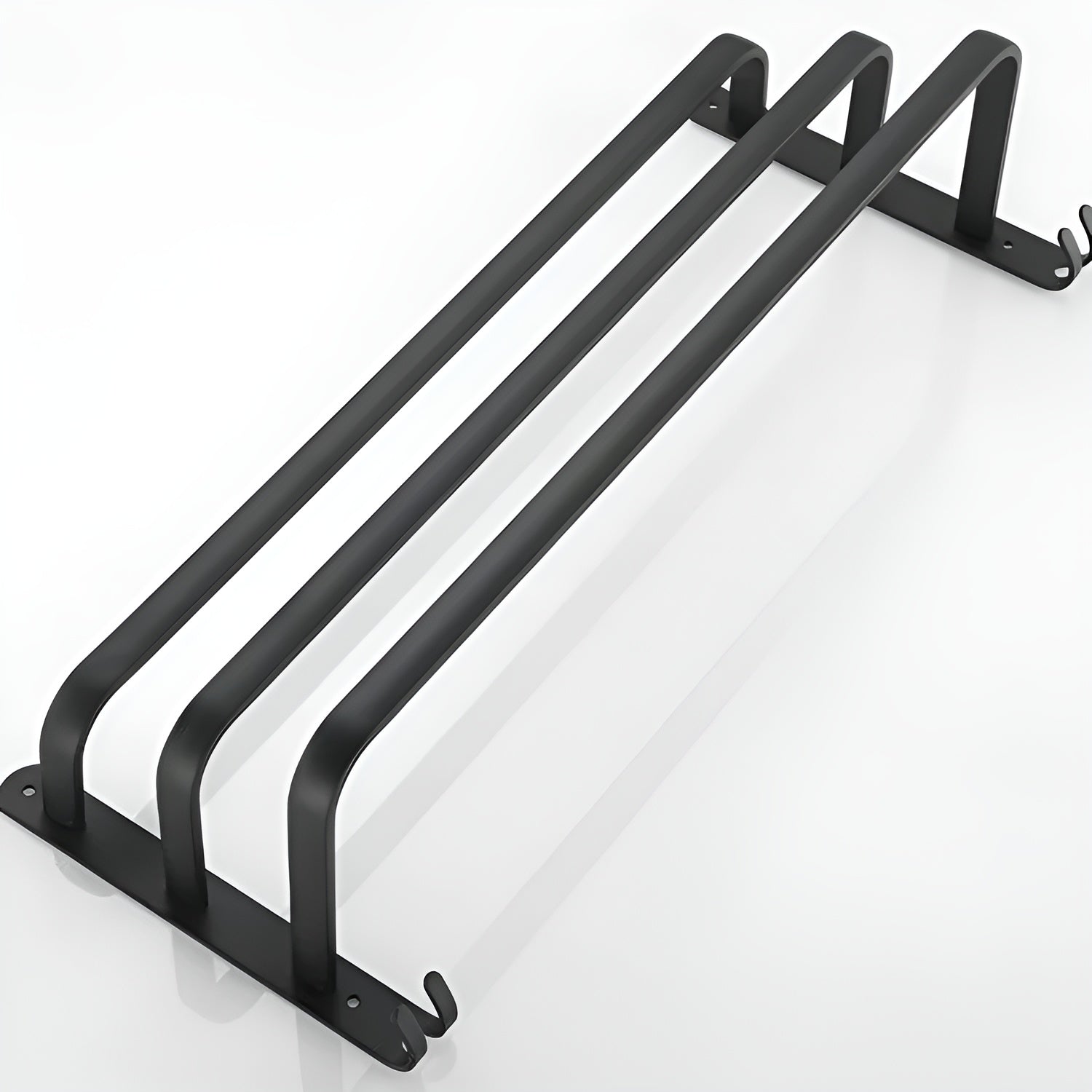 Wall-mounted black metal towel rack with multi-bar design, space-saving bathroom organizer for towels and linens
