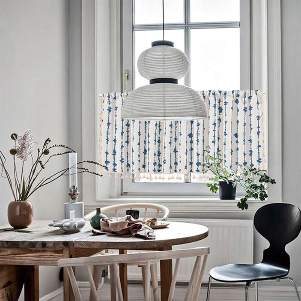 Inkblot Blue Tassel Cabinet Curtain
