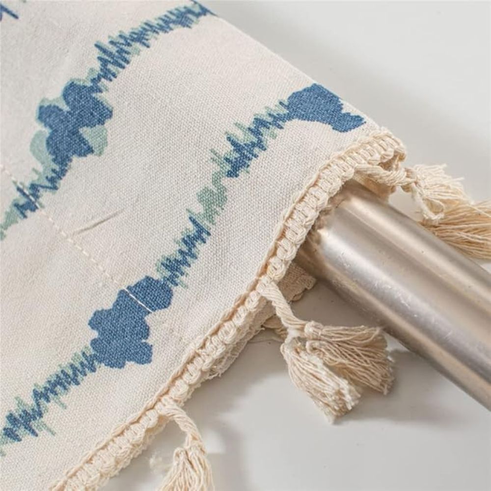 Inkblot Blue Tassel Cabinet Curtain
