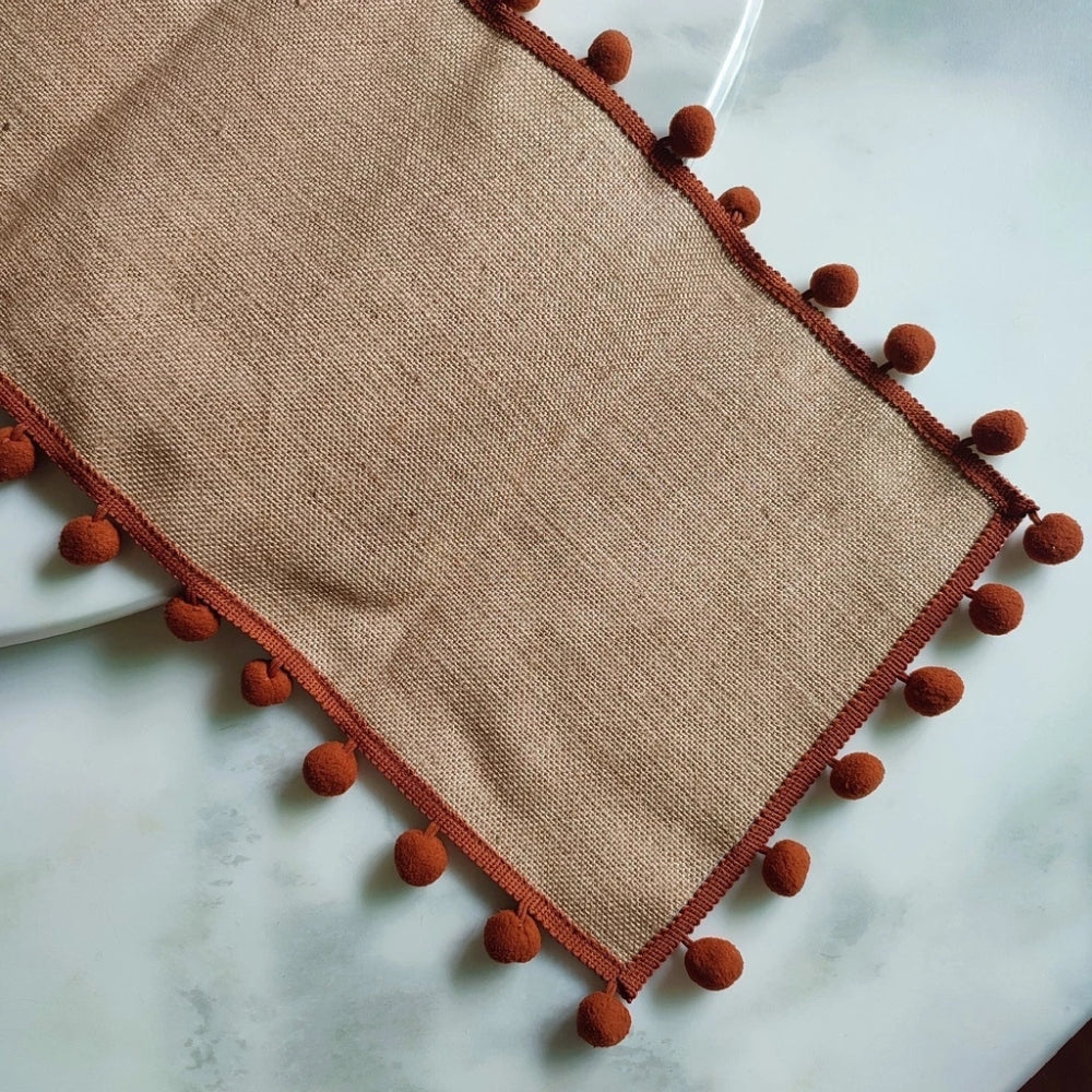 Jute Bohemian Pom-Pom Table Runner