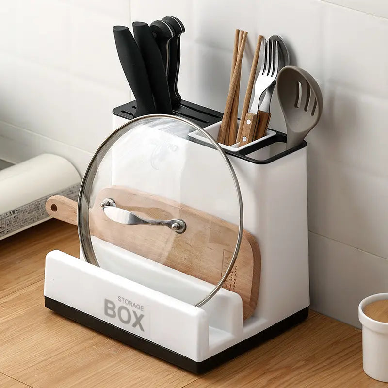 Kitchen drawer organizer – Durable plastic – Sleek black – Space-saving storage for utensils – 9.5 x 3.4 x 9.1 in