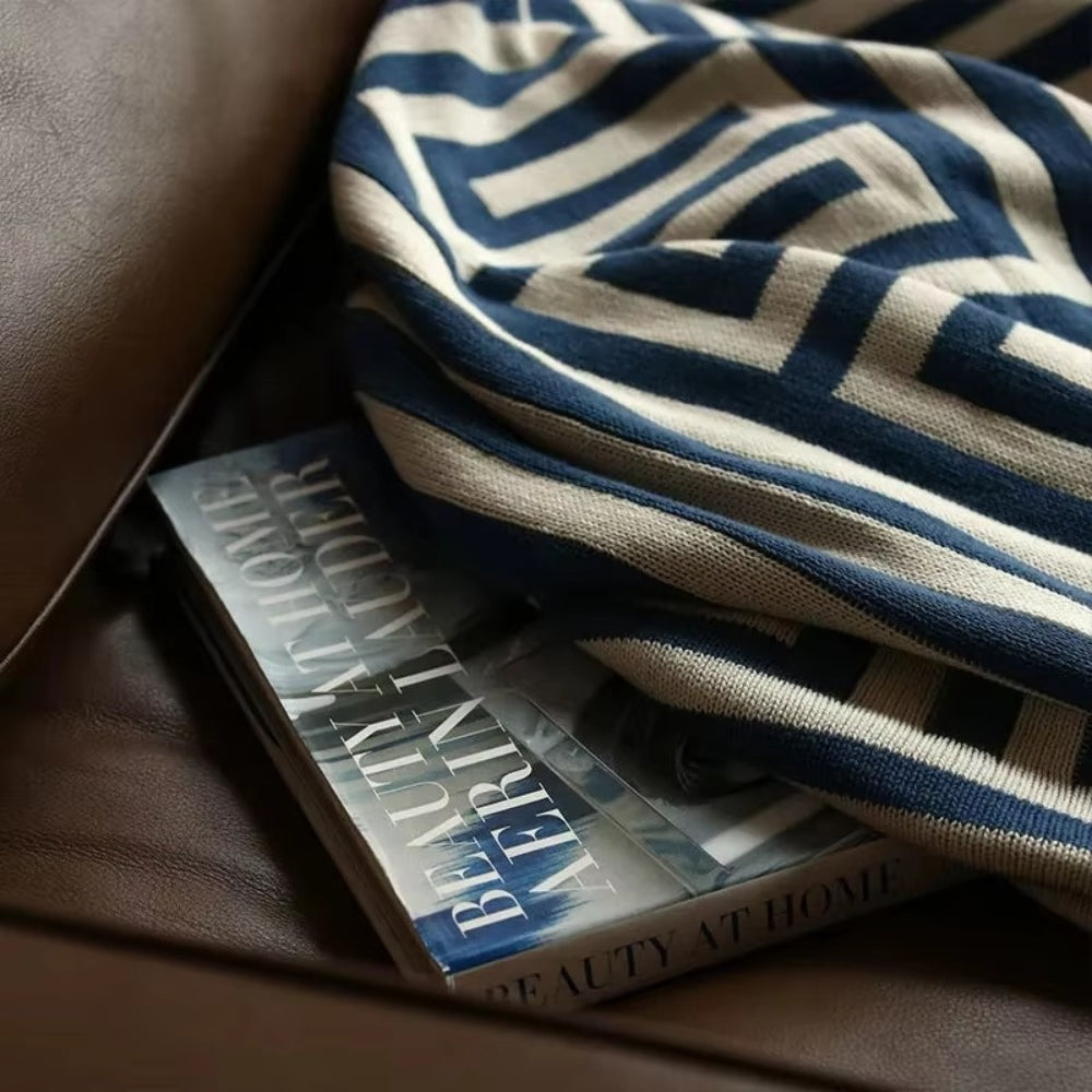 Labyrinthine Geometric Jacquard Throw Blanket