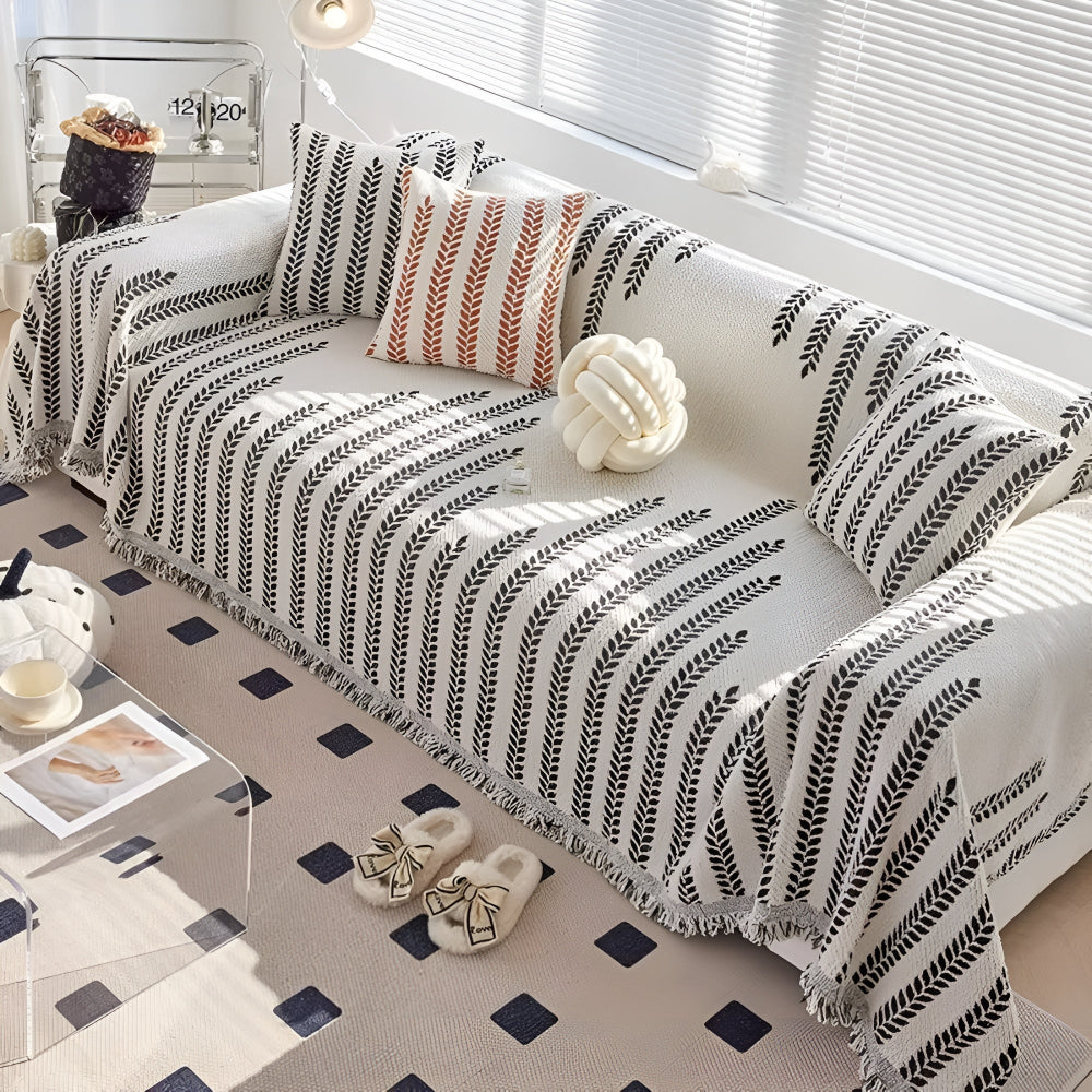 Leaf Fringed Lace Sofa Cover