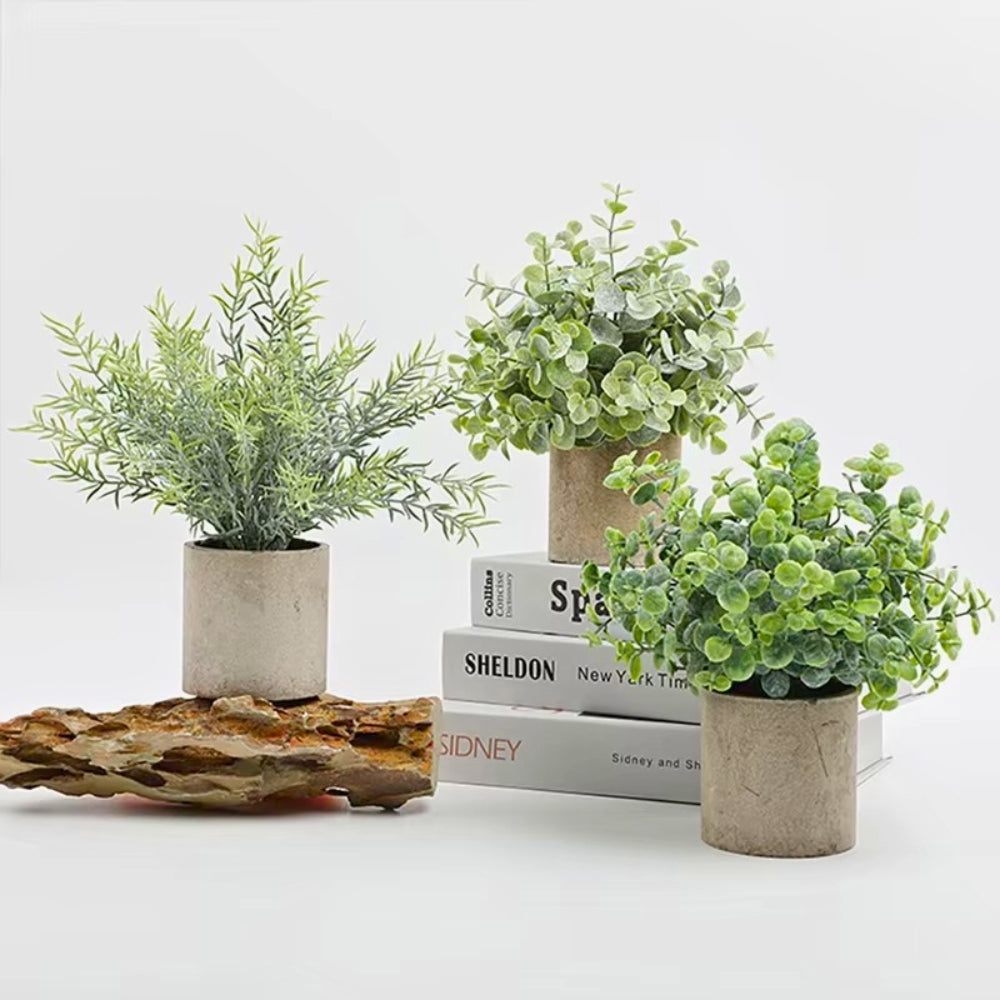 Leafora Artificial Plants in Modern Pots Decor | 3pcs Set