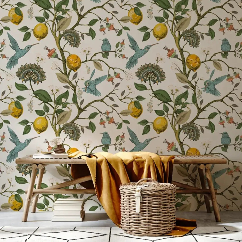 Lemon Bluebird PVC Adhesive Wallpaper