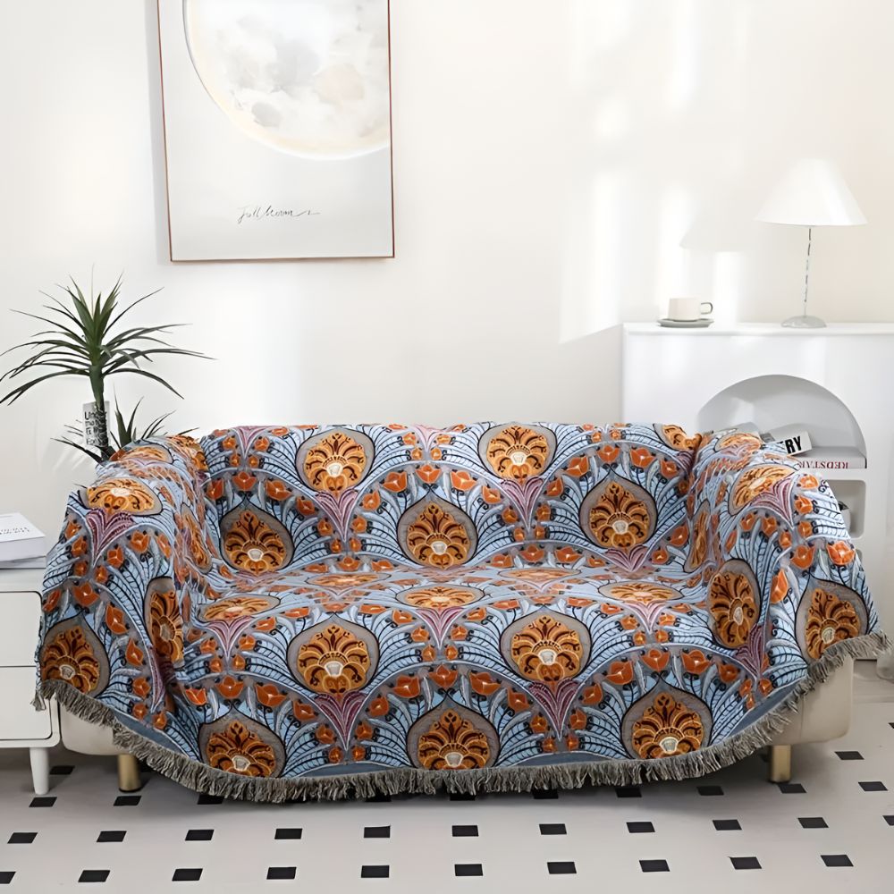 Lotus Bloom Jacquard Cotton Blanket