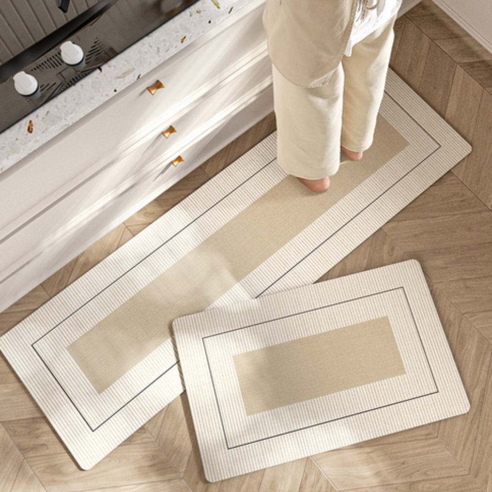 Lush Floral Striped Kitchen Mat